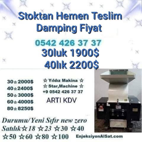  2.el ve Yeni Satılık Plastik Kırma,plastik kırma yeni sıfır fiyatları☆ 0531 968 38 38 ☆ KIRMALAR SIFIR ☆30☆40☆50☆60☆80☆100 ☆ 